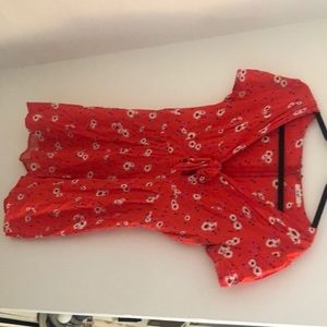 Floral red mini dress